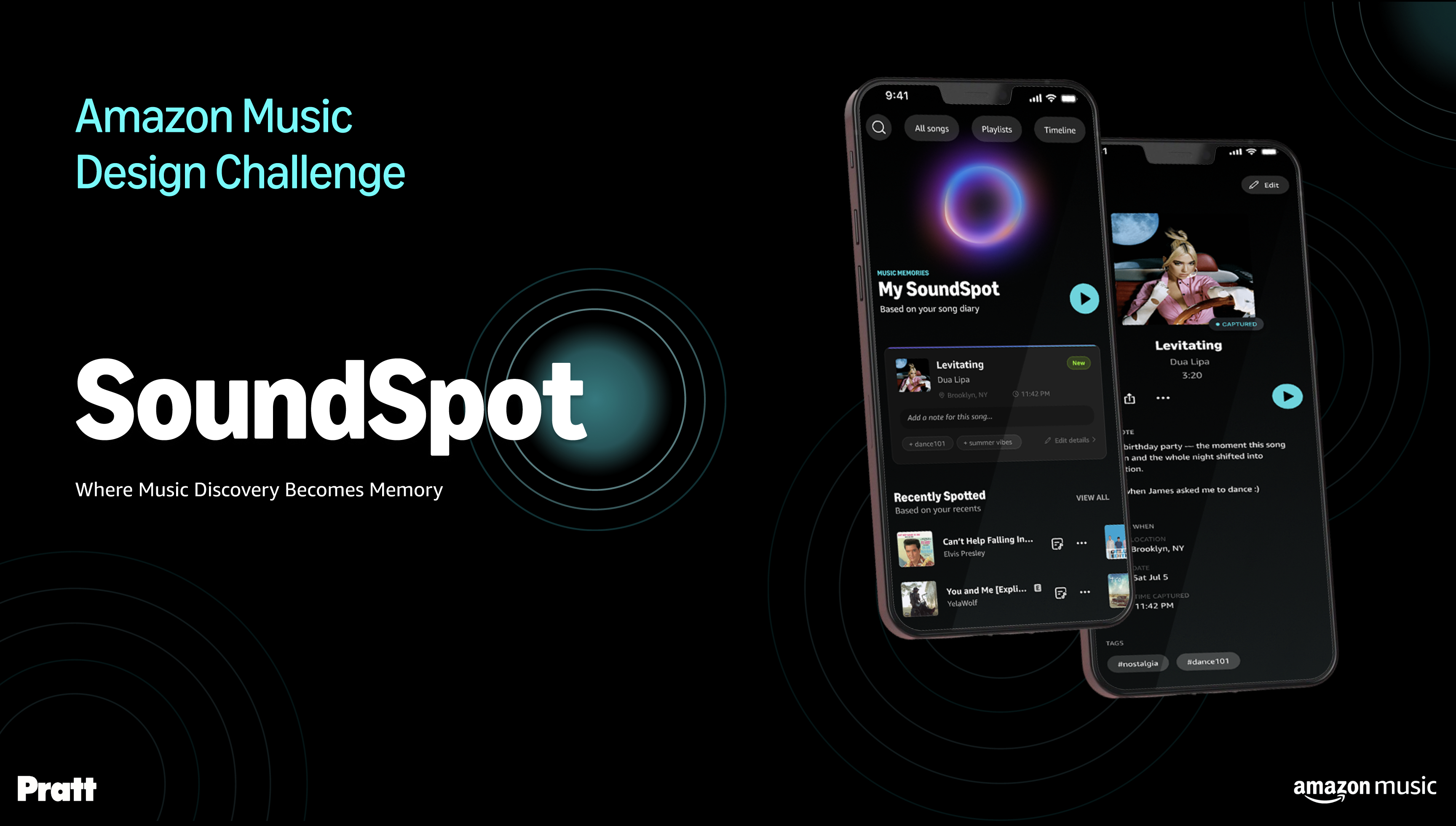 SoundSpot pitch deck cover: Amazon Music Design Challenge
