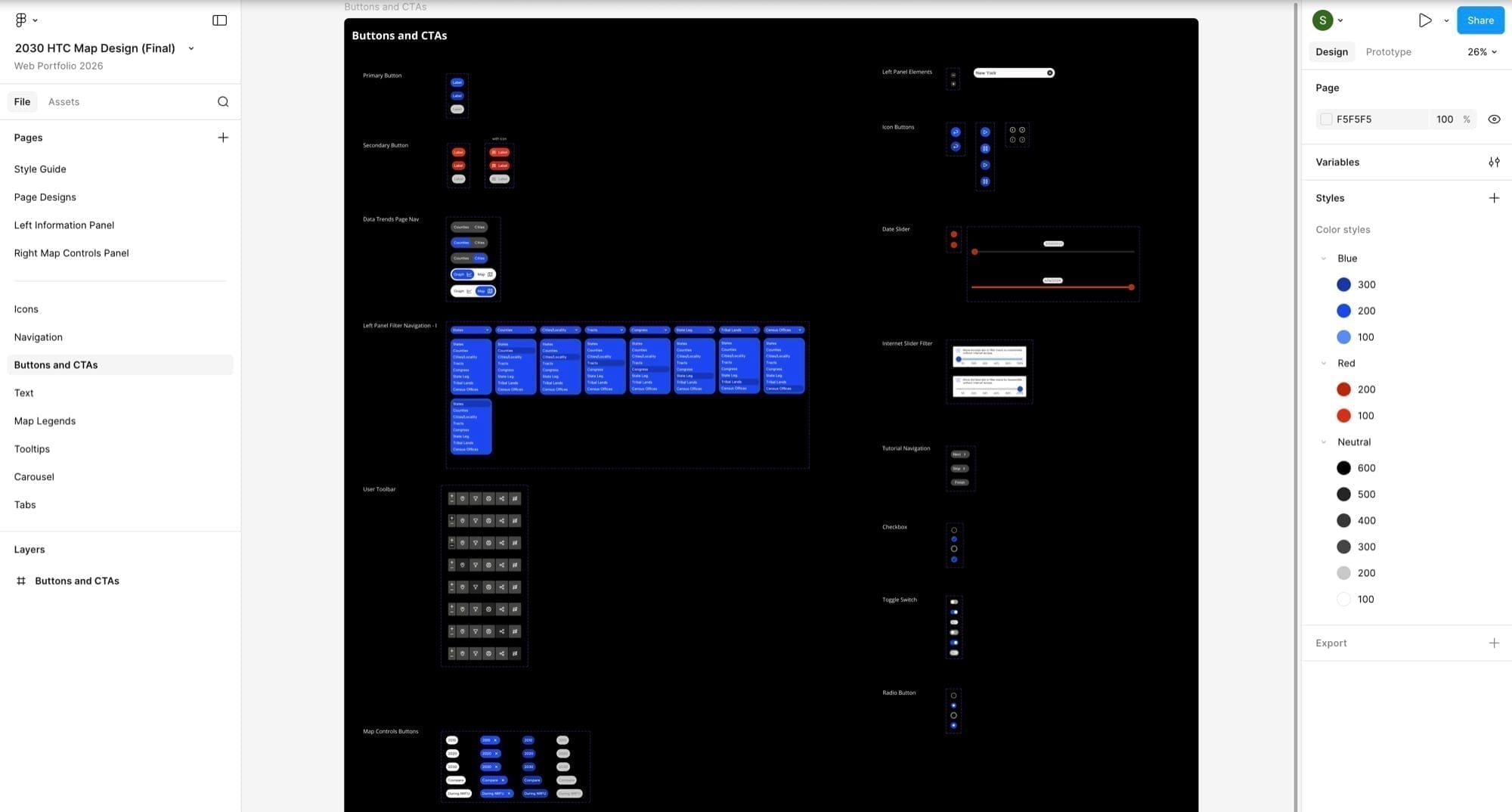 HTC Map 2030 design system UI components