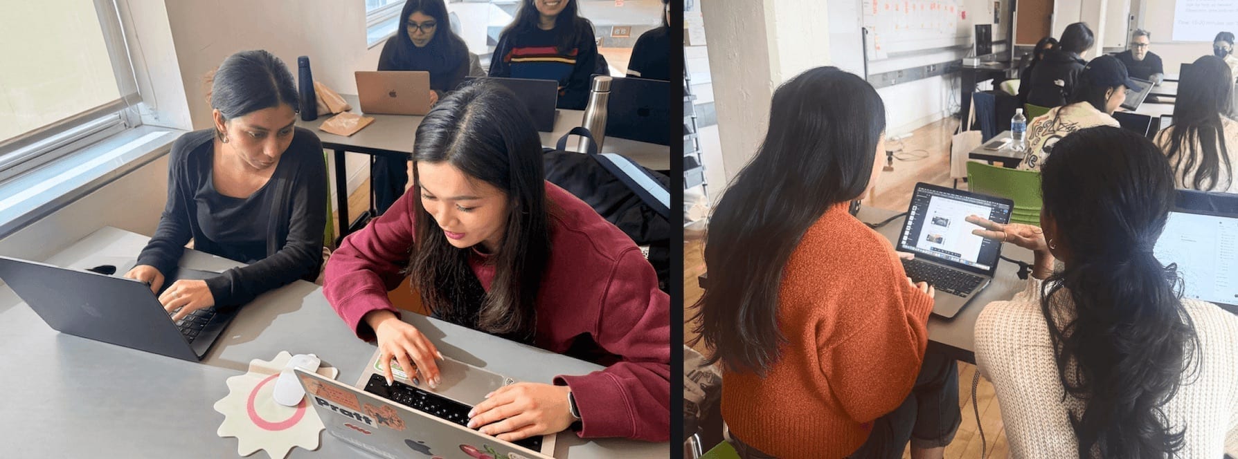 Students working on laptops during user testing