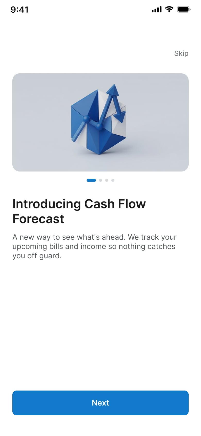 Onboarding screen introducing Cash Flow Forecast